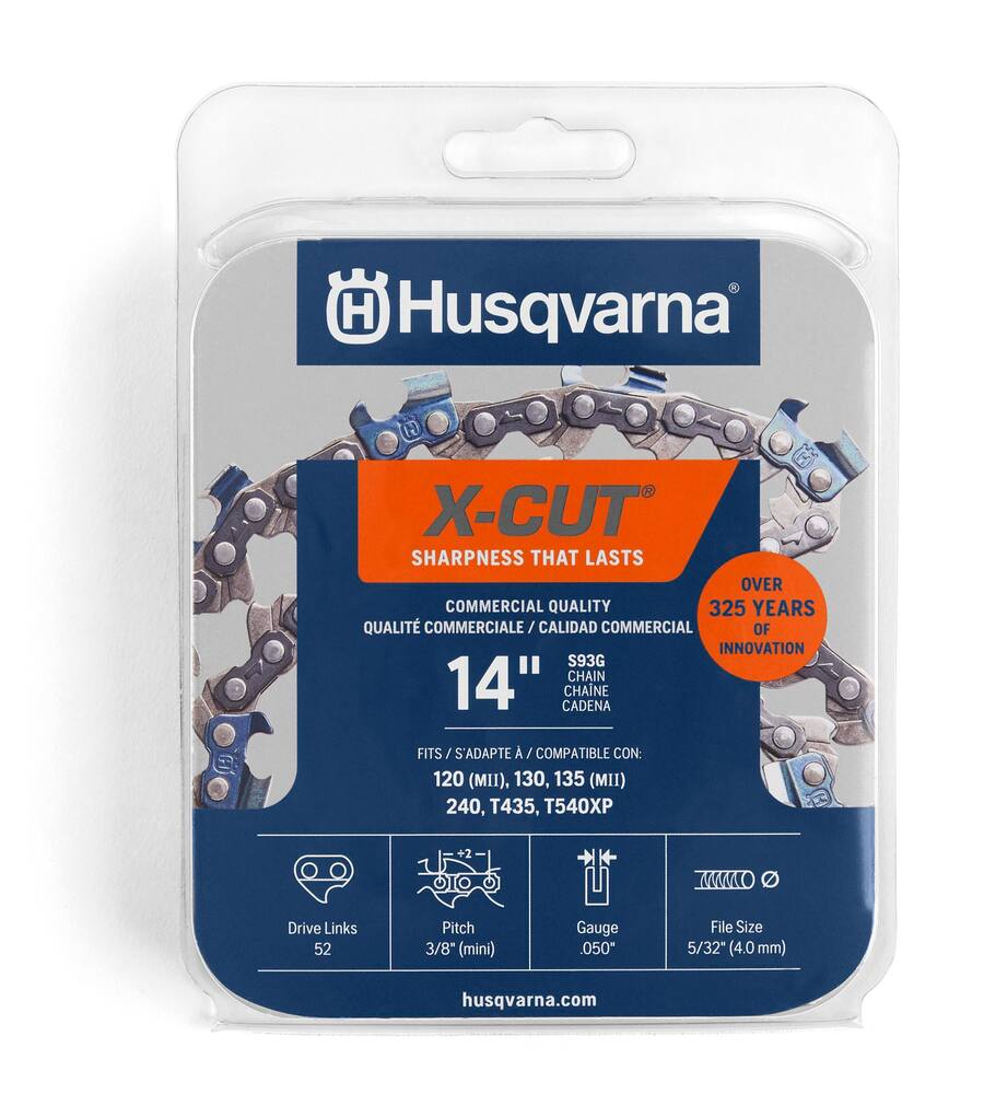 Husqvarna X-Cut S93G Replacement Chainsaw Chain, 0.325-in Pitch, 050-Gauge, Grey, 14-in