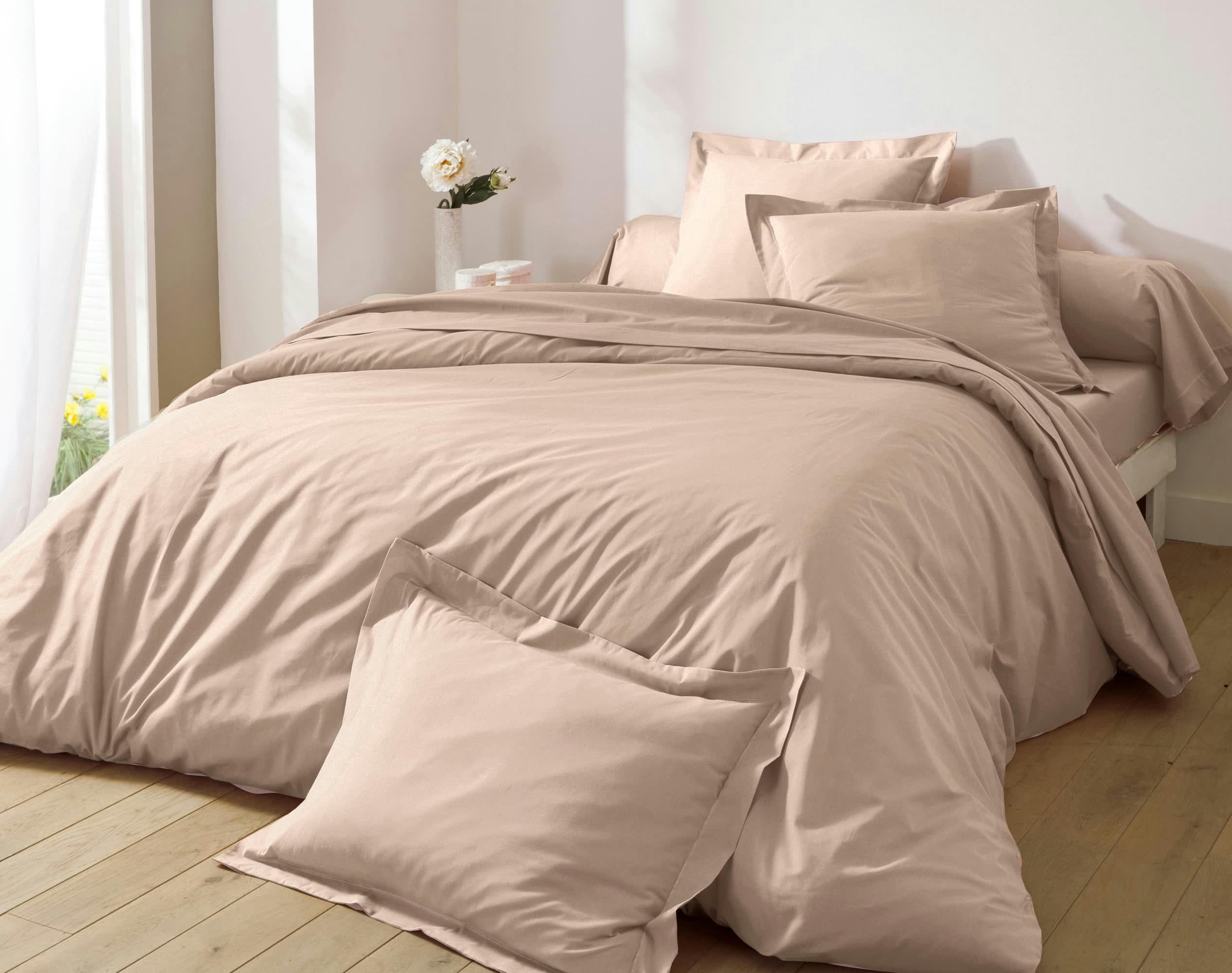 PERCALE - Housse de couette 260x240 en percale de coton  beige sable
