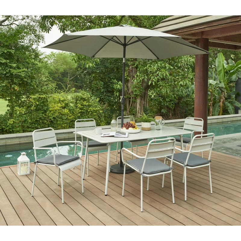 PANTONE - Table de jardin en acier gris glacier 160x190 cm