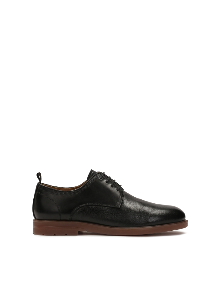 Black leather shoes with brown sole