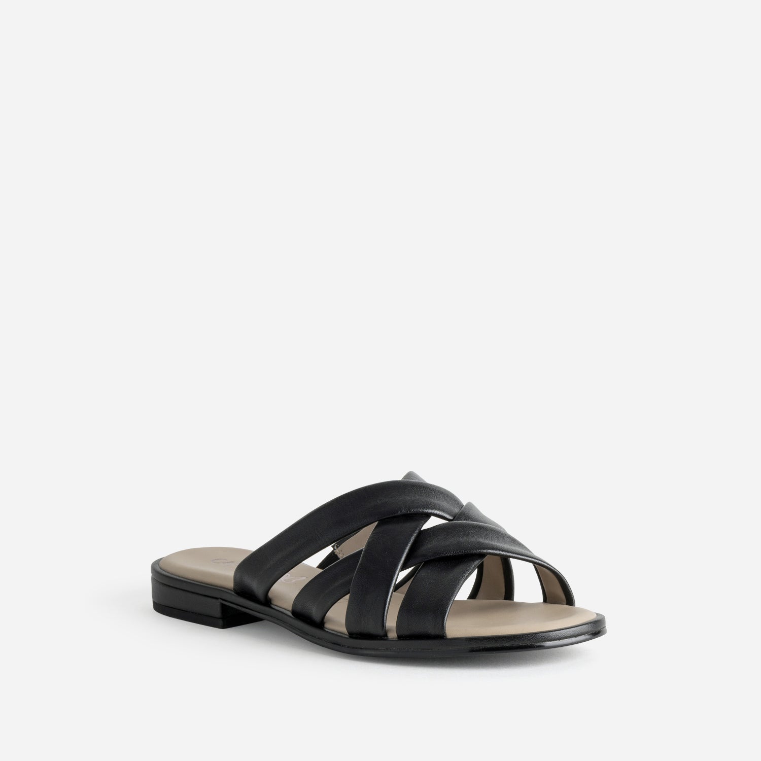 Mule CAPRICE noire cuir brides souples