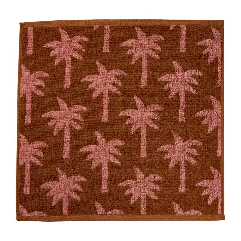 Keukendoek palmboom- roze/bruin - 50x50 cm