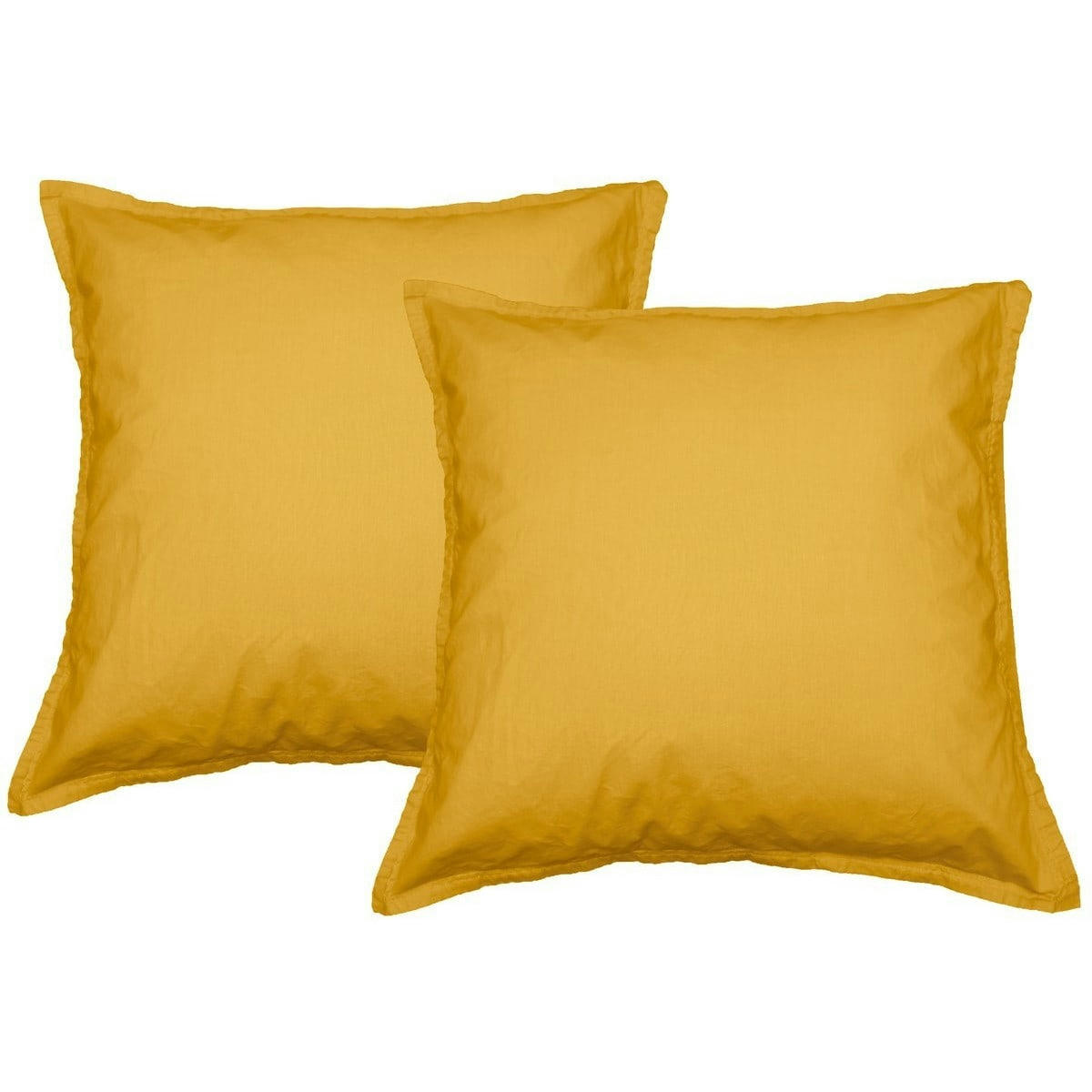 ORGANIKA - Lot de 2 taies d'oreiller en coton lavé bio Miel 65x65 cm