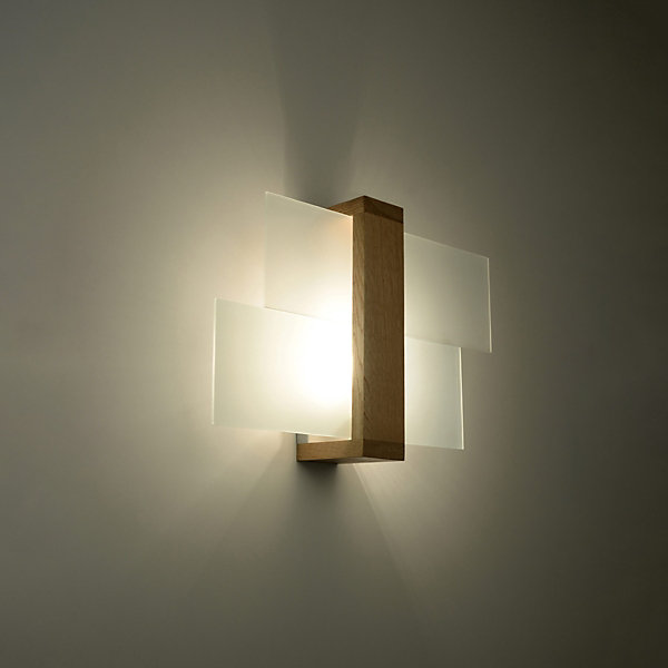 Applique en bois/verre 1 ampoule 4000K - 43x12x30cm Sollux