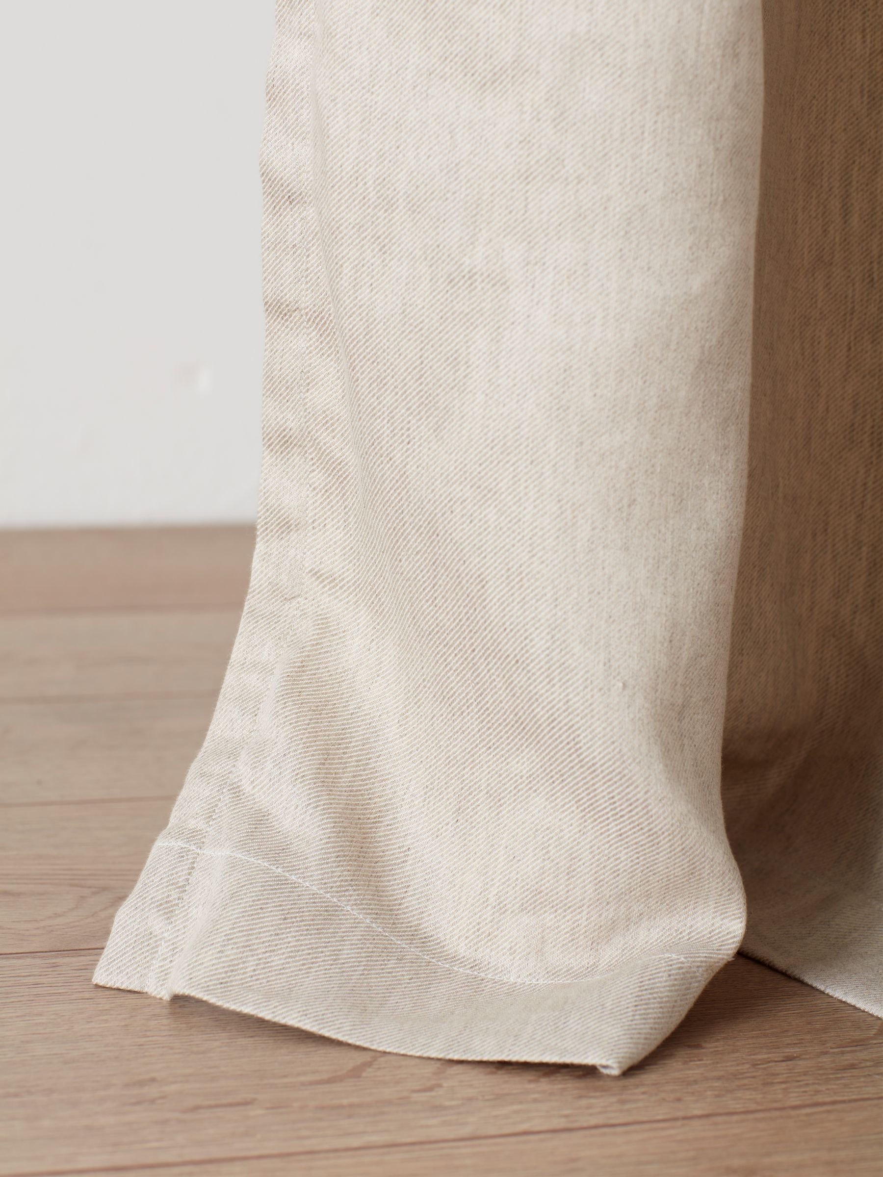 Secret Linen Store Natural Twill Cotton Linen Blackout Pair of Eyelet Curtains