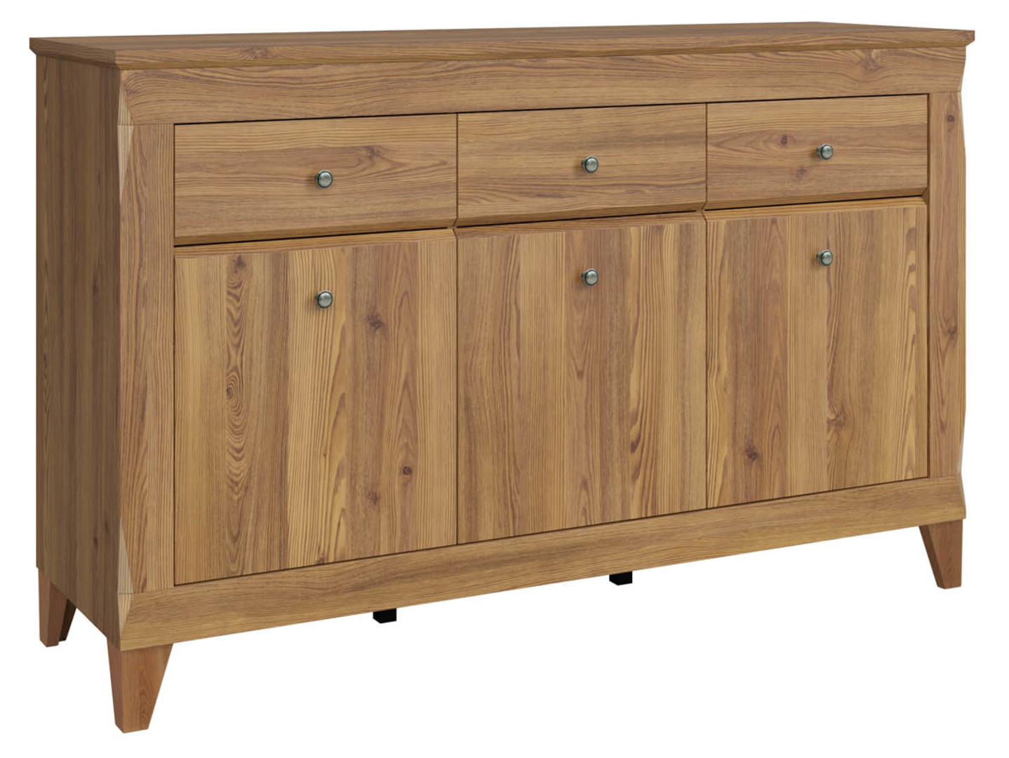 Komoda Bergen 156 cm z 3 drzwiami i 3 szufladami modrzew sibiu złoty