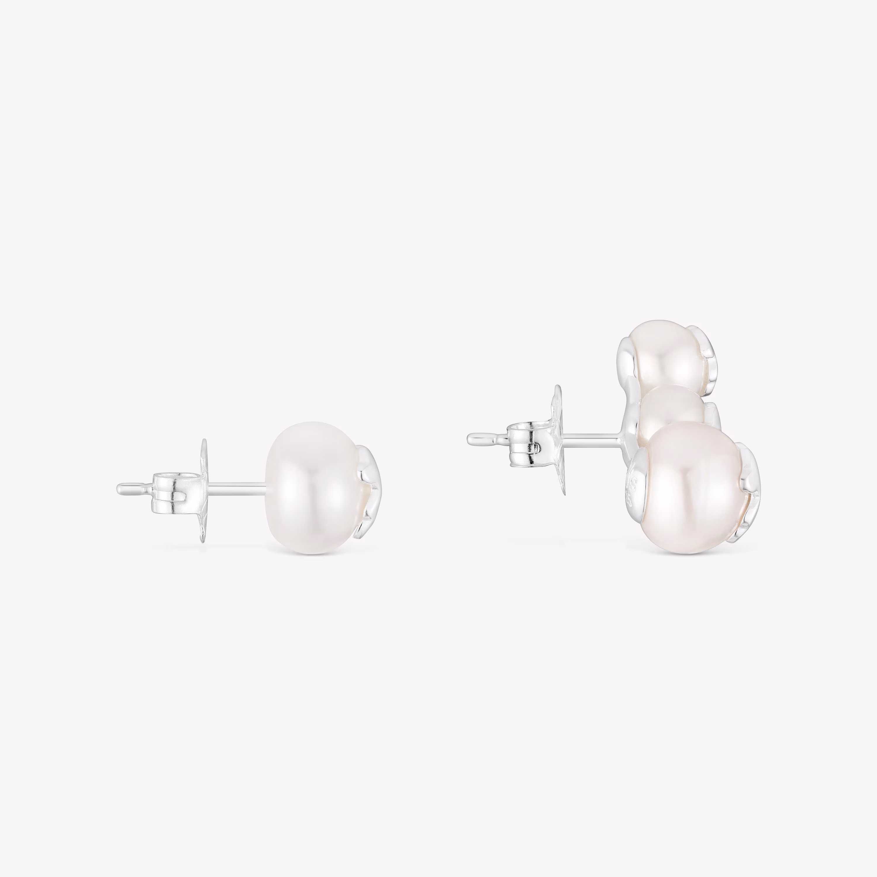 Pendientes triple perla y plata Icon Pearl