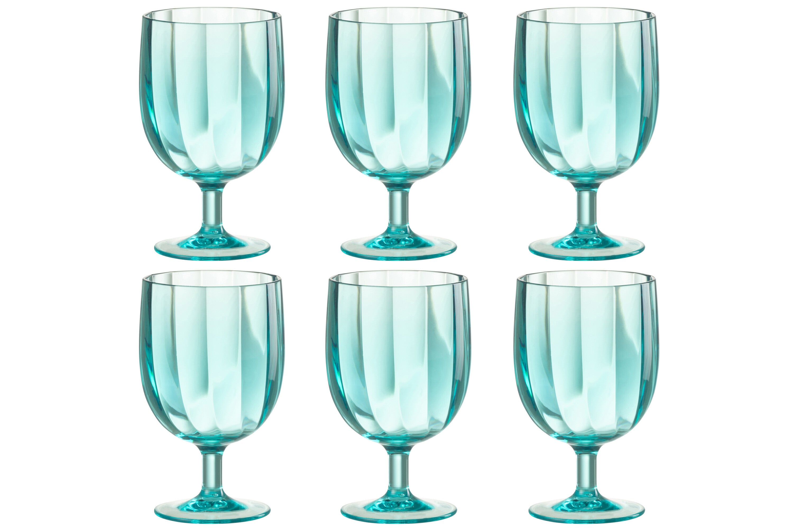 J-Line wijnglas - kunststof - blauw - 6 stuks