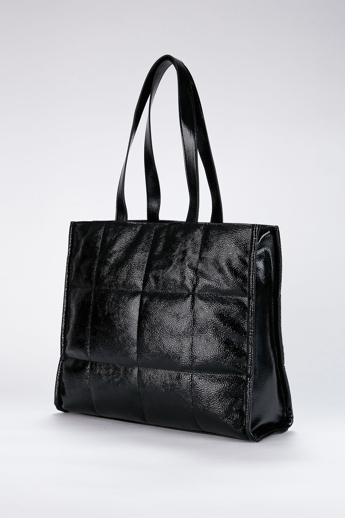 Belissh Quilted Crinkle Patent Pu Leather Tote Bag