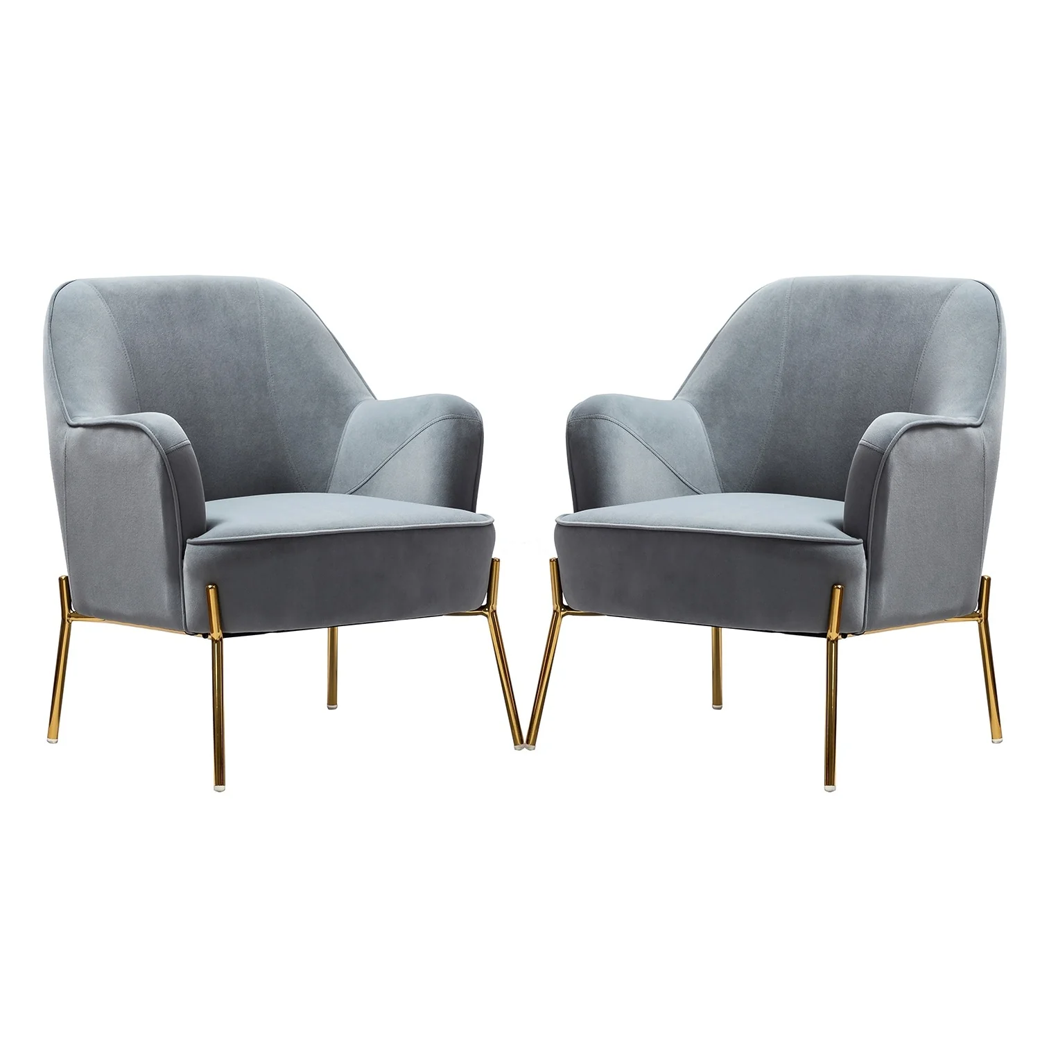 Marina Modern Velvet Accent Chair with Golden Legs Set of 2 by HULALA HOME