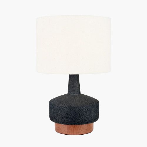 Ruma Wood Effect Textured Ceramic Table Lamp