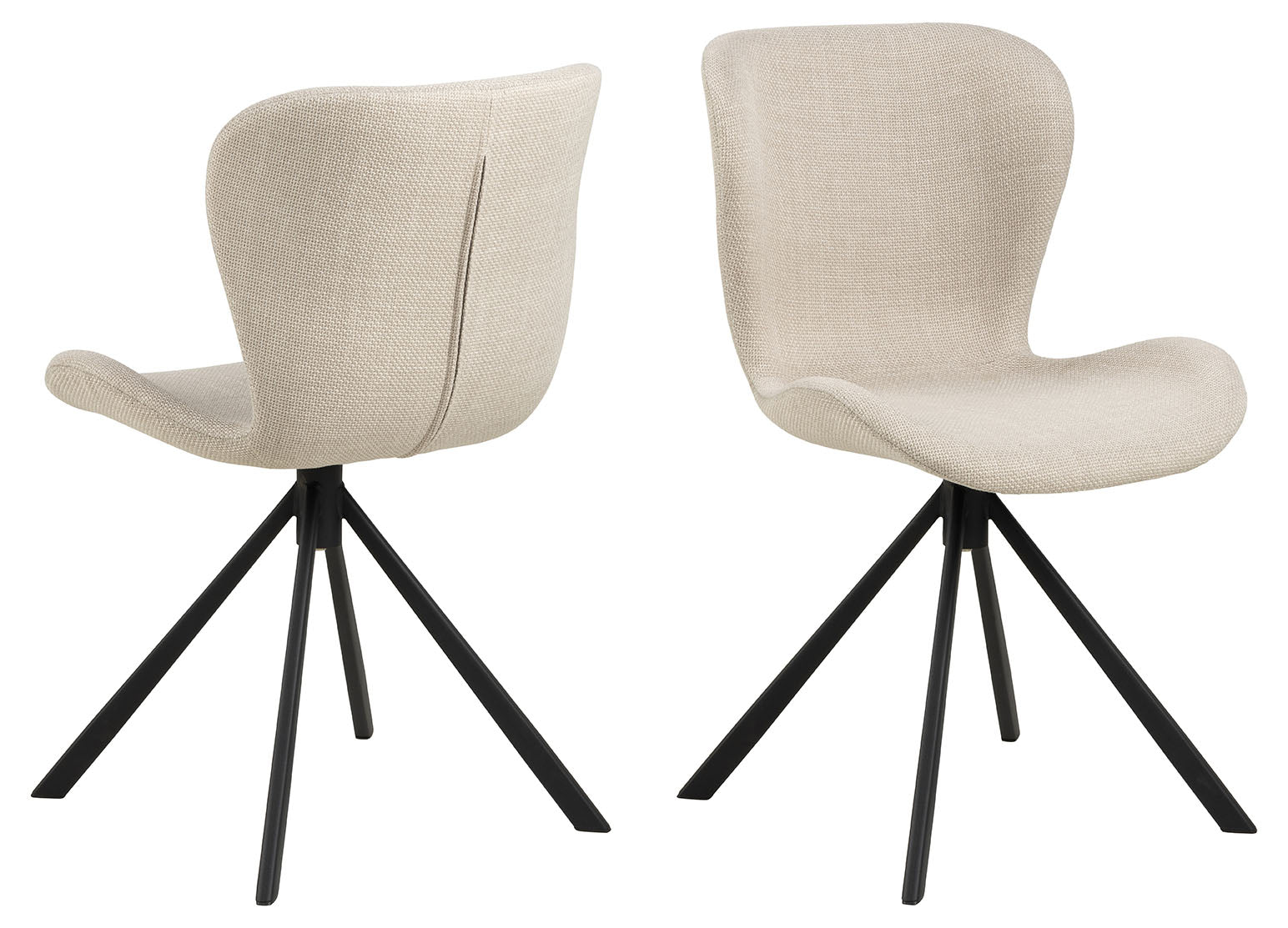 Rebellenclub Eetkamerstoel Pescara - Set van 2 - Beige met mat zwart frame