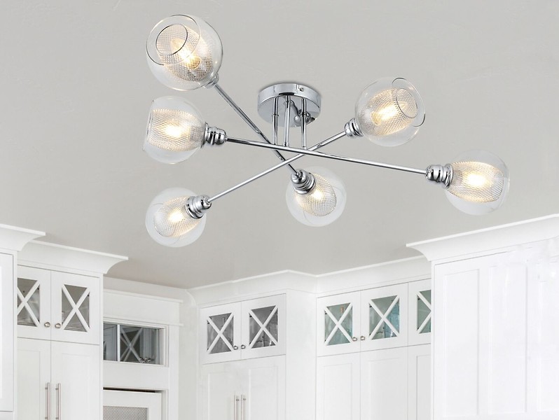 Lampa sufitowa Dixi 6-punktowa metalowa srebrna