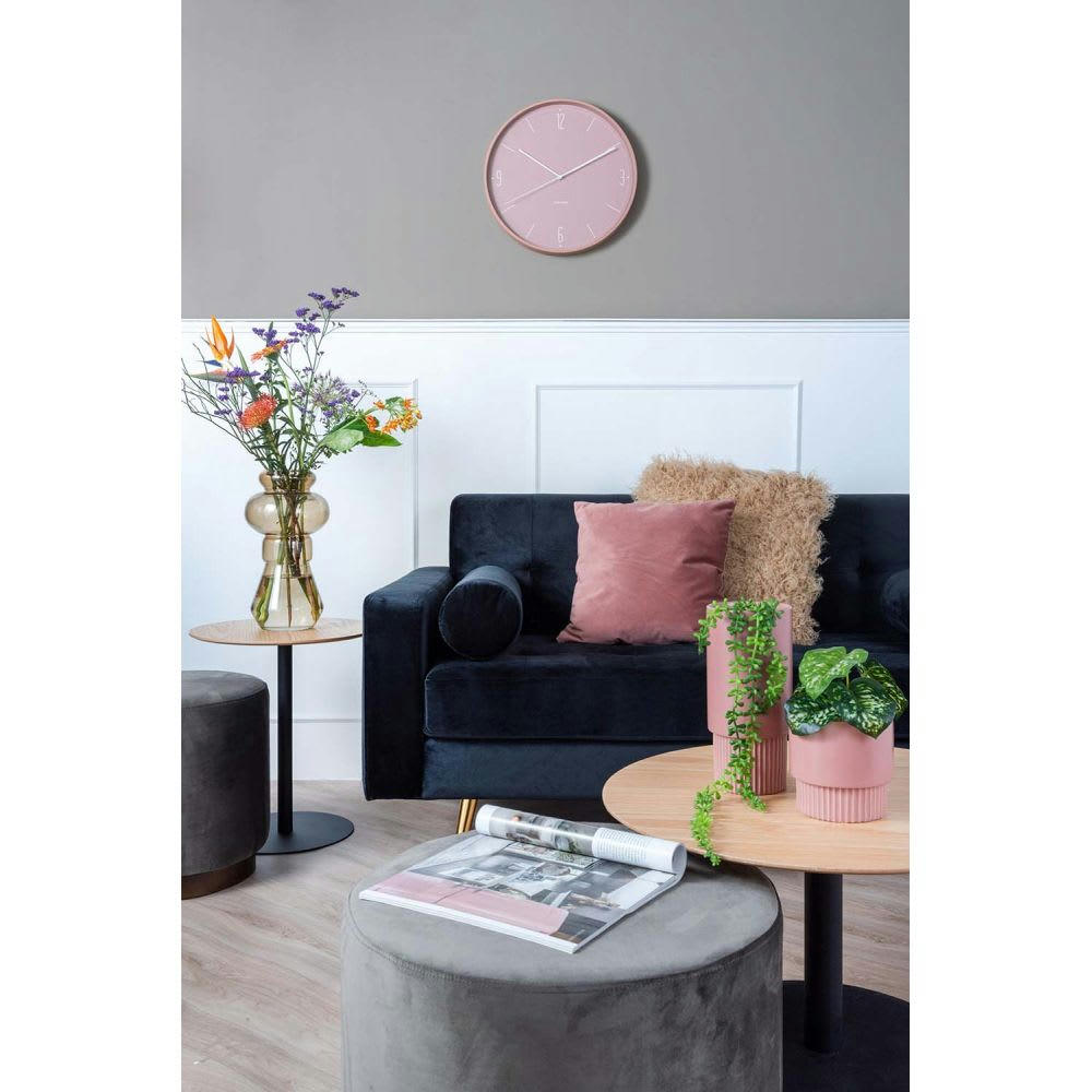 WALL CLOCK - Horloge Numbers & Lines rose D40