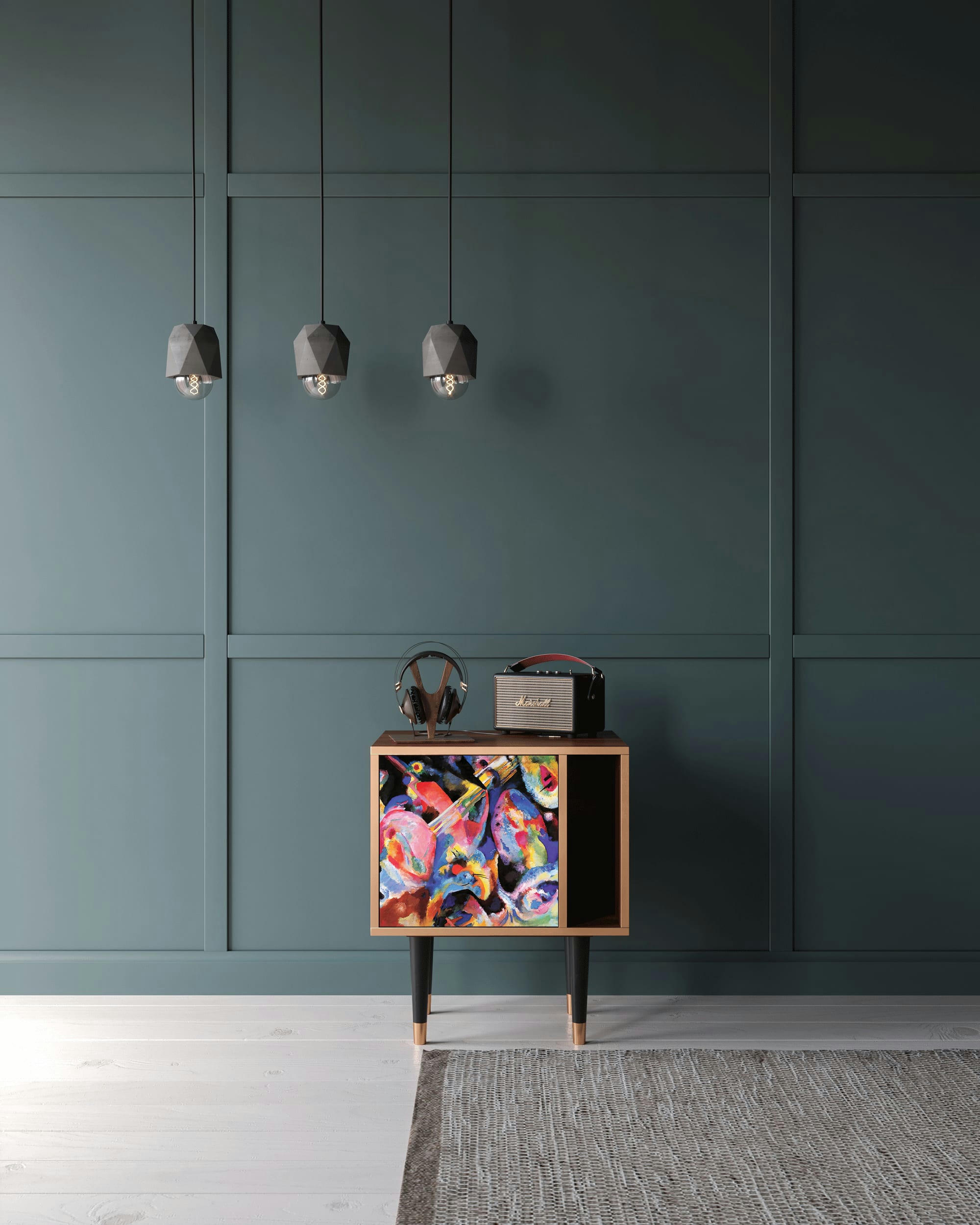 KANDINSKY - Table de chevet multicolore 1 porte L 58 cm