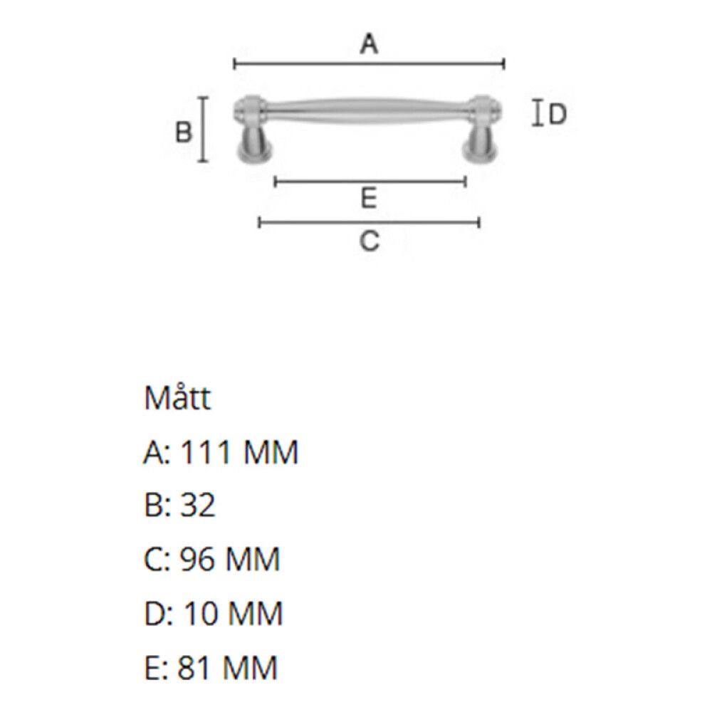 SKUFFEHÅNDTAK BESLAGSBODEN BB630 96MM SVART