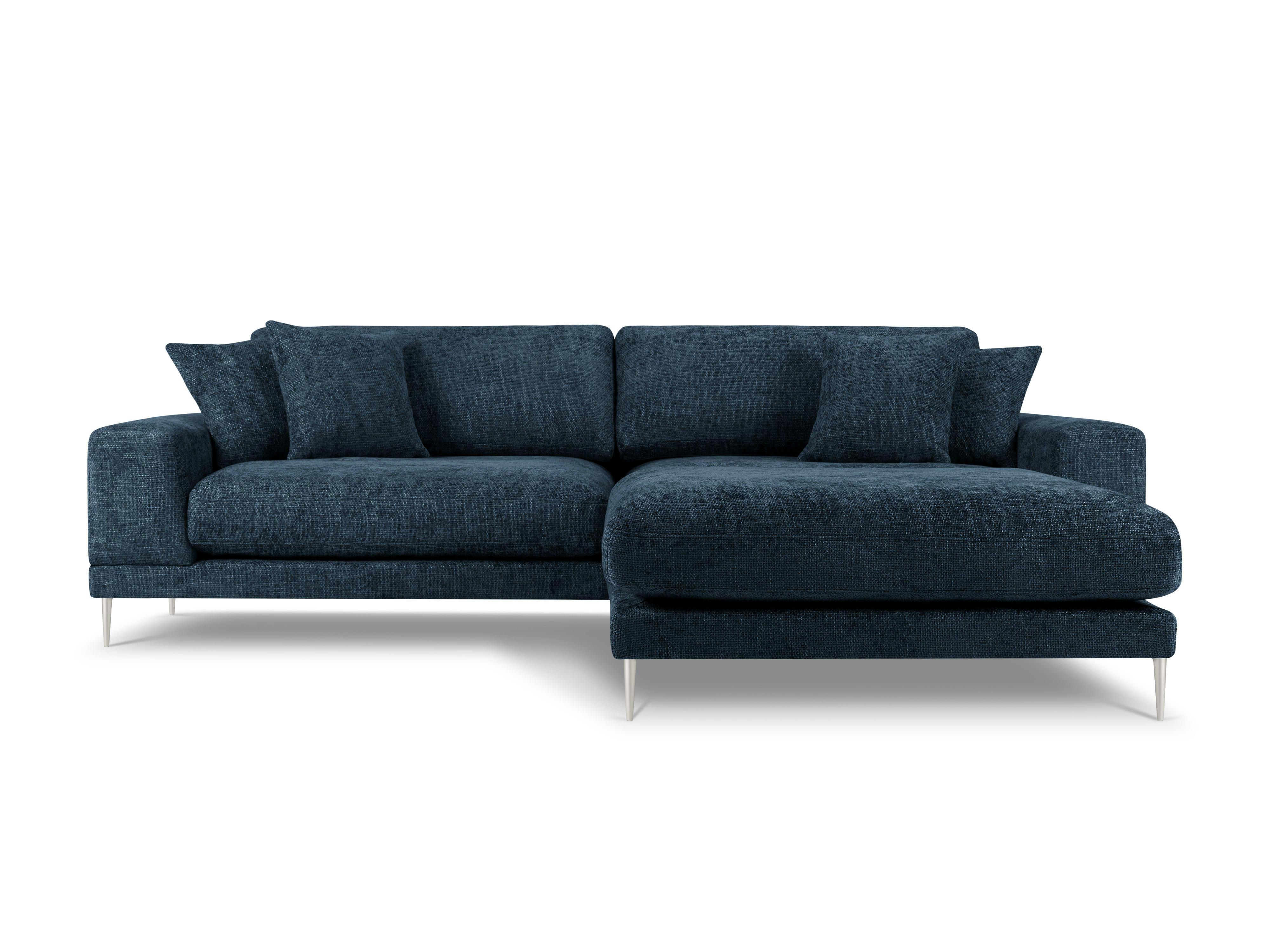 JOG - Canapé d'angle droit 5 places en tissu structuré bleu