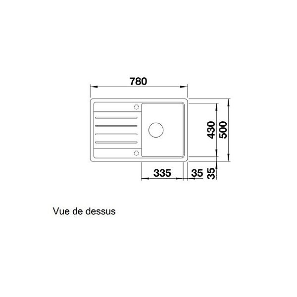 Blanco Evier à encastrer 78cm silgranit noir - 526083