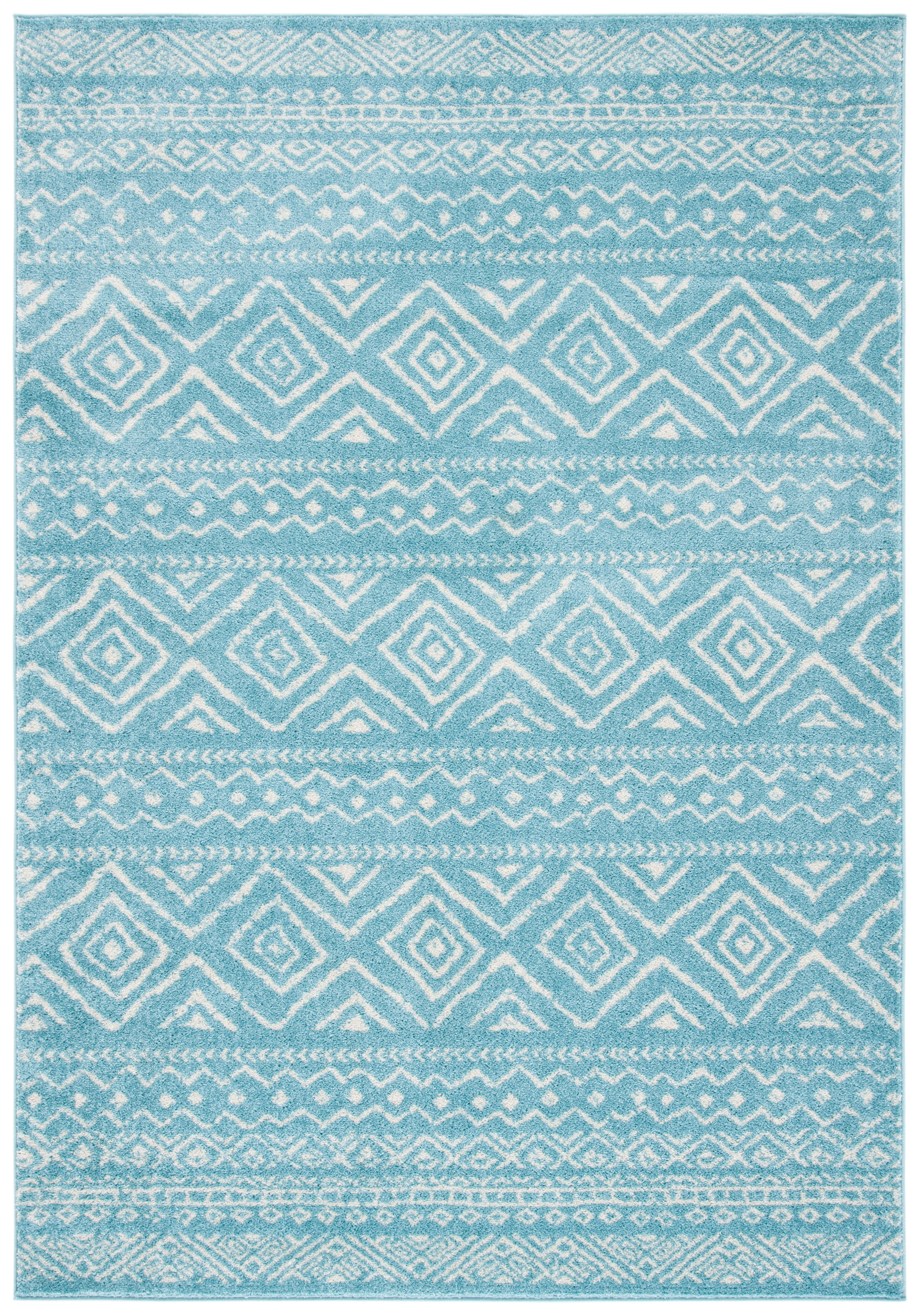 TULUM - Tapis de salon interieur en turquoise & ivory, 91 x 152 cm