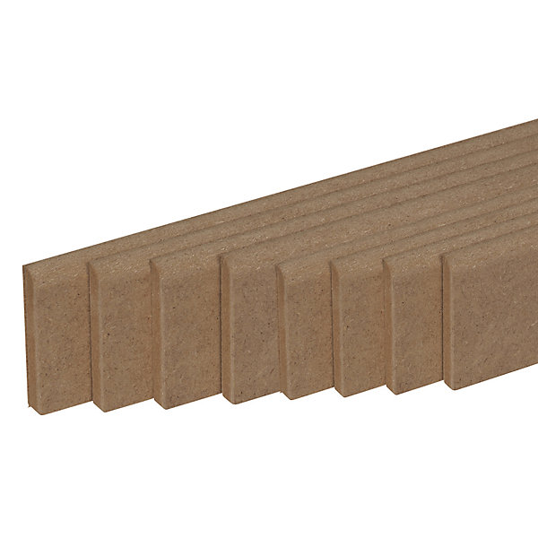 lot de 8 plinthes bord arrondi MDF brut 2200 x 80 x 14 mm