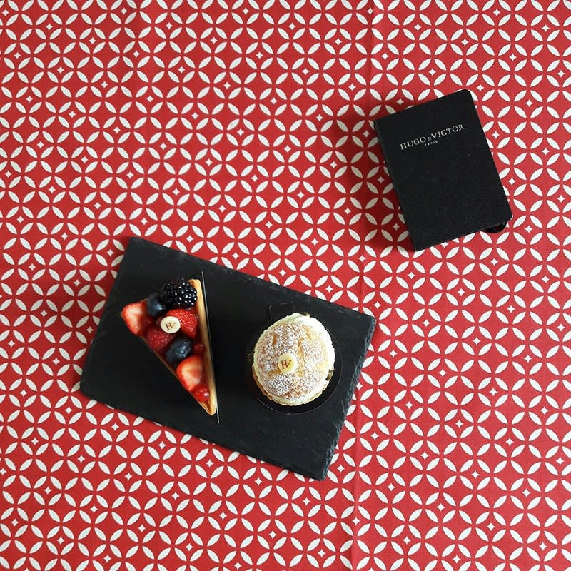 MOSAÏQUE - Nappe enduite ronde 160 x 160 cm rouge