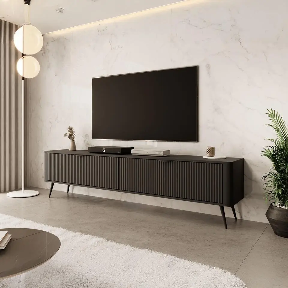 Meubella - TV-Meubel Lima - Zwart - 200 cm