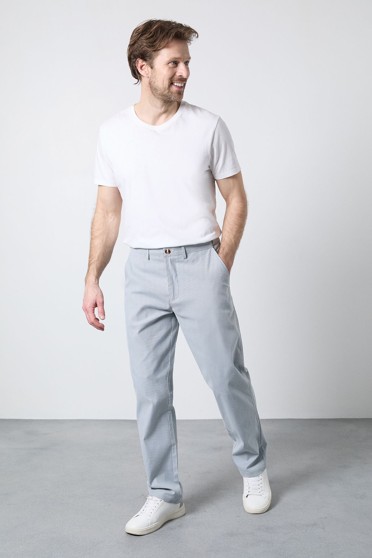 Maine Navy Stripe Premium Chino Trousers