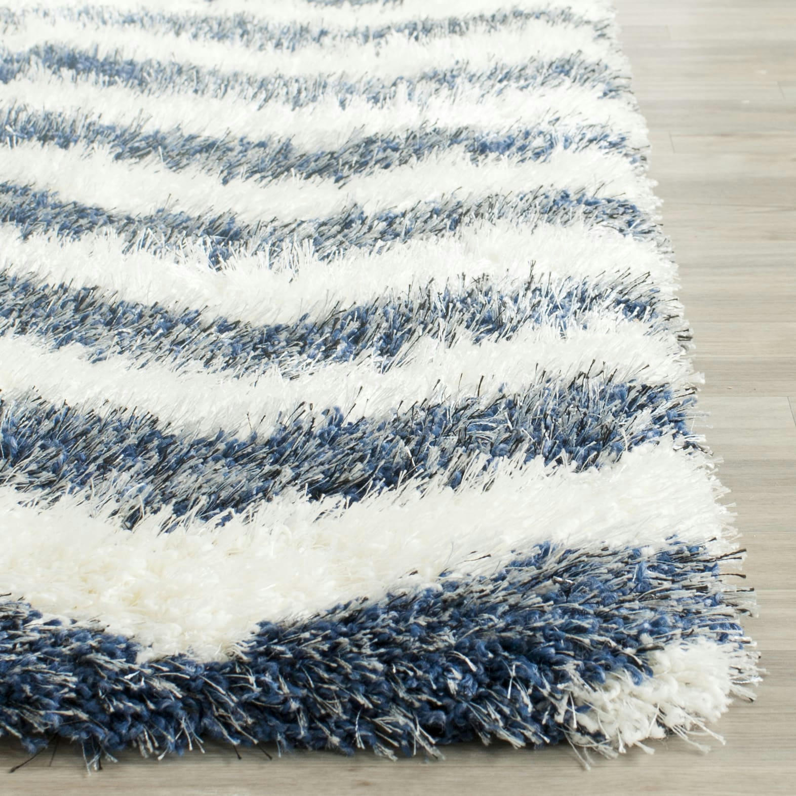 MONTREAL SHAG - Tapis de salon interieur en  ivoire & bleu, 122 x 183 cm