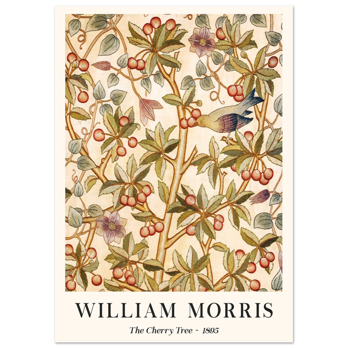 Artfulprints Poster William Morris - The cherry tree 1895  - A4 21x29.7 cm - Groen