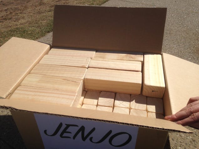 Mega Jenjo Tumbling Tower 54 Piece Giant Wooden Block Game 91cm Jenjo Games