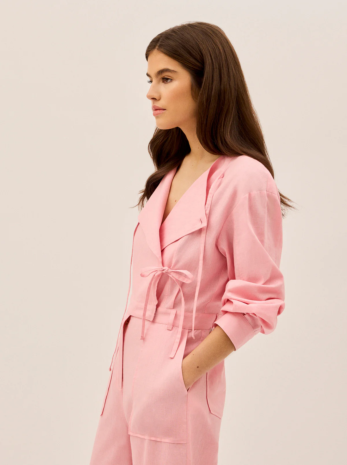 Esther Pink Cotton Linen Jumpsuit