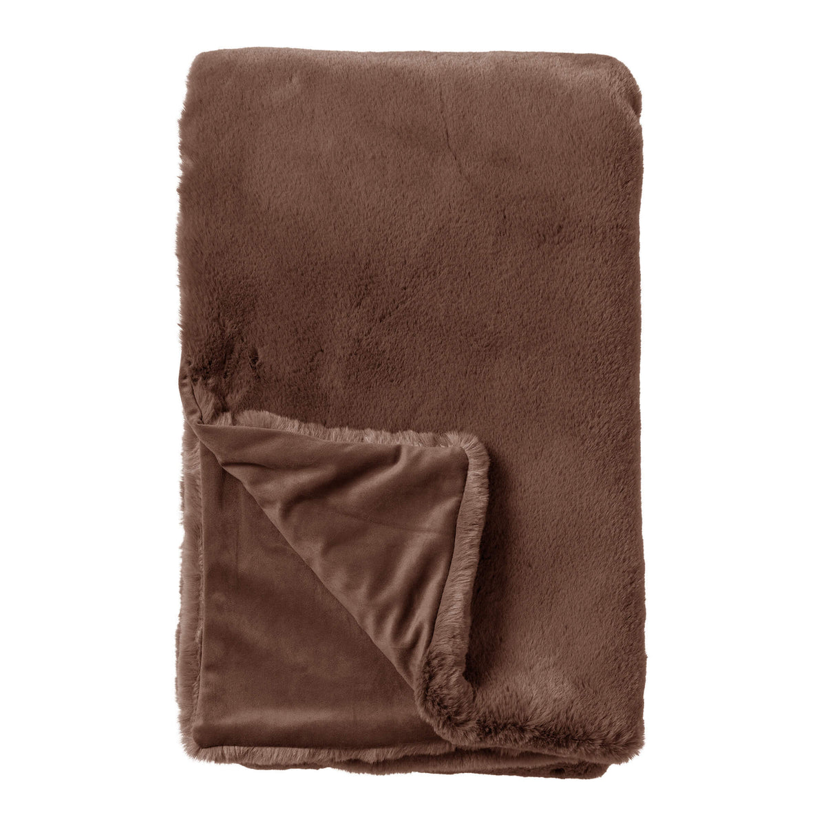 ZINZI - plaid 140x180 cm - bontlook - effen kleur - Chocolate Martini - bruin