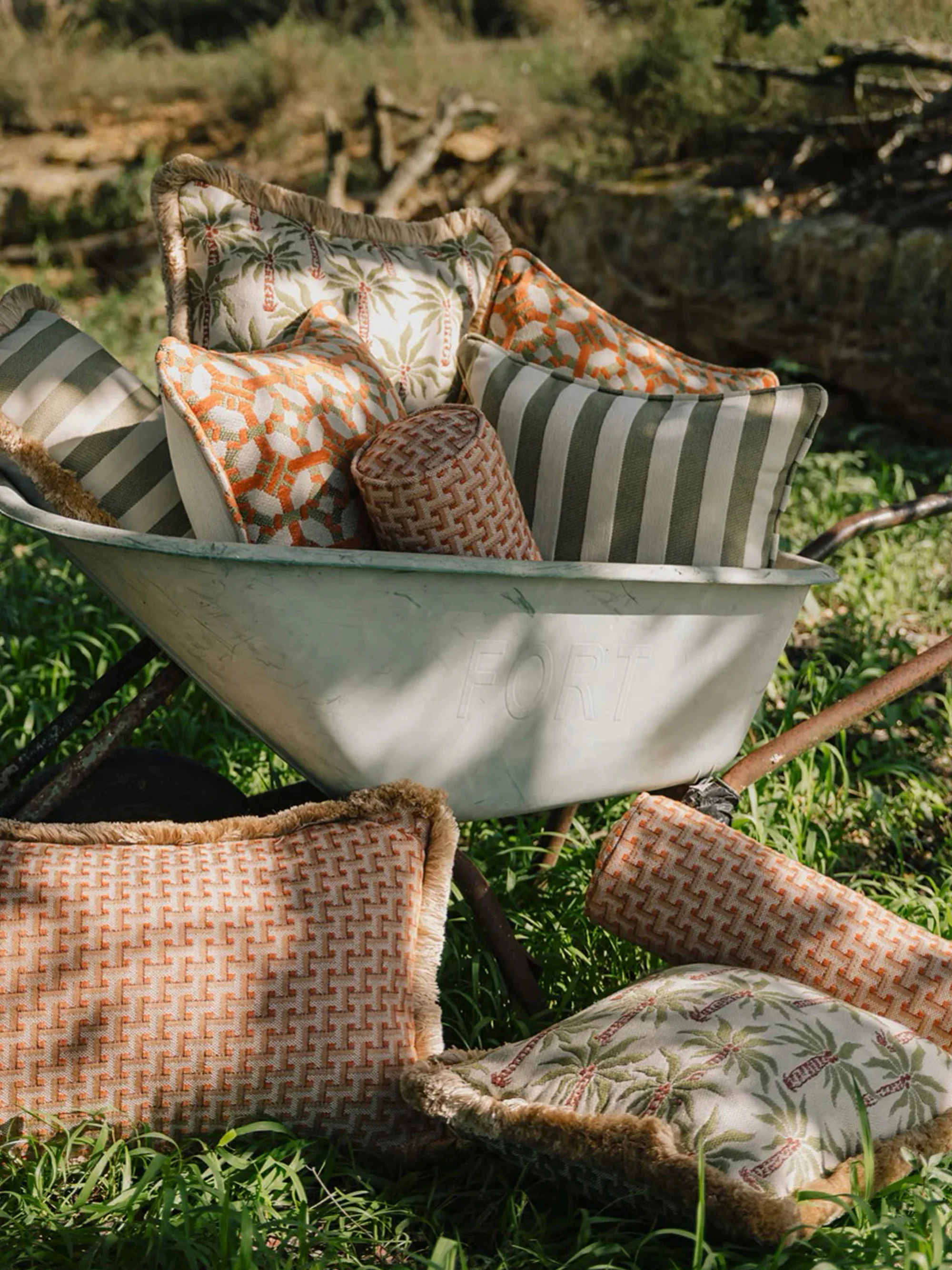 Handgefertigtes Outdoor-Kissen Janis