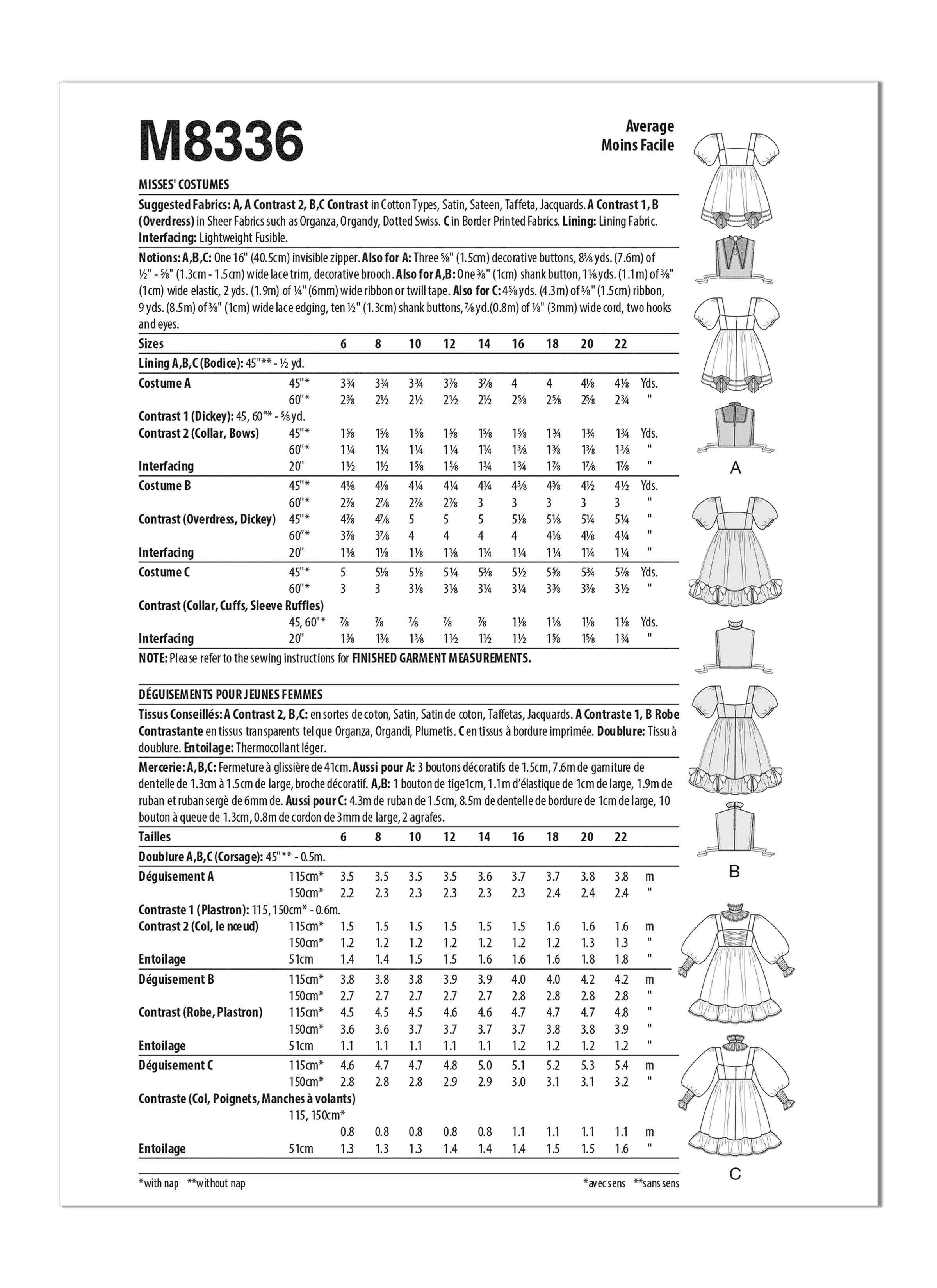 McCall's Pattern M8336  Misses' Costumes