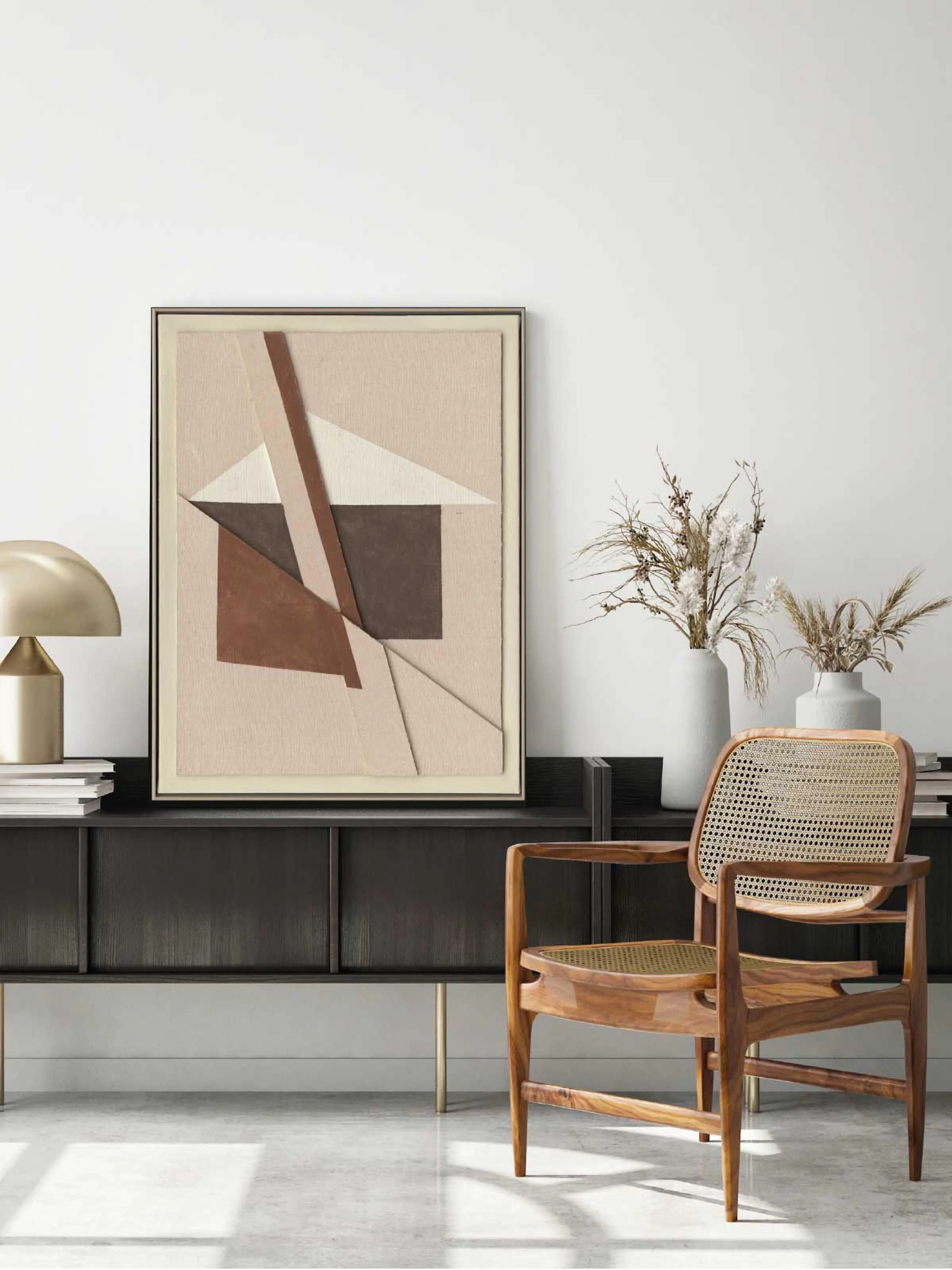 Handgemaltes Leinwandbild Brown Shapes mit Rahmen