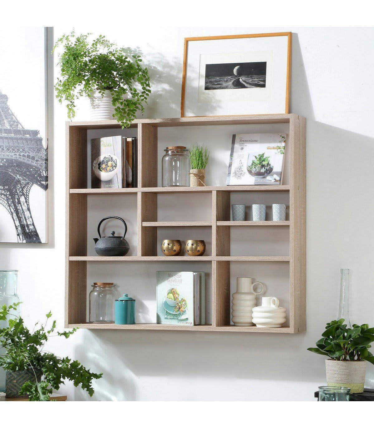 MIKA - Etagère Murale 9 Compartiments L90 cm