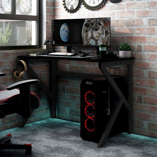 NNEVL Gaming Desk with K Shape Legs Black 90x60x75 cm