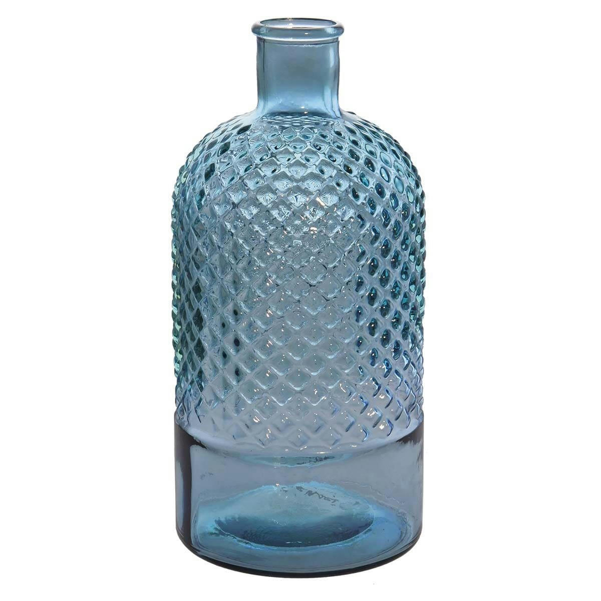 DIAMOND - Vase bouteille en verre recyclé  bleu jean's 28 cm