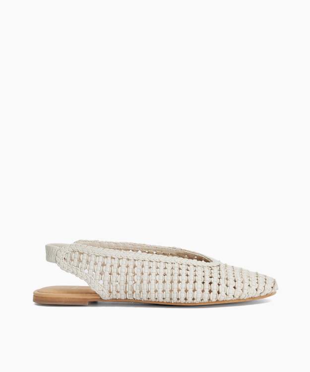 Hollianne White - Braided Leather Slingback Sandals