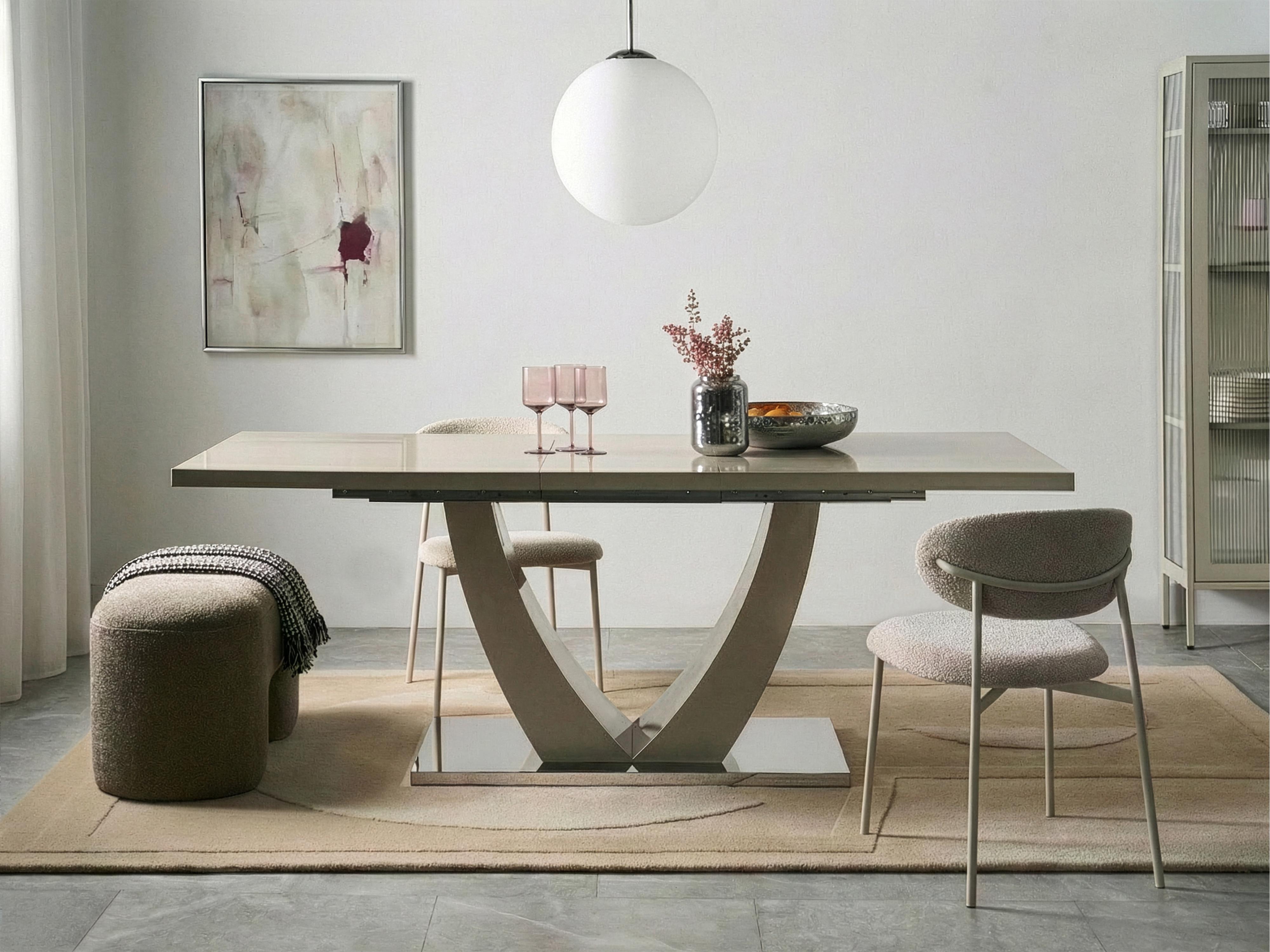 Extending Dining Table MERRAN Light Beige 160/200 cm 90 cm