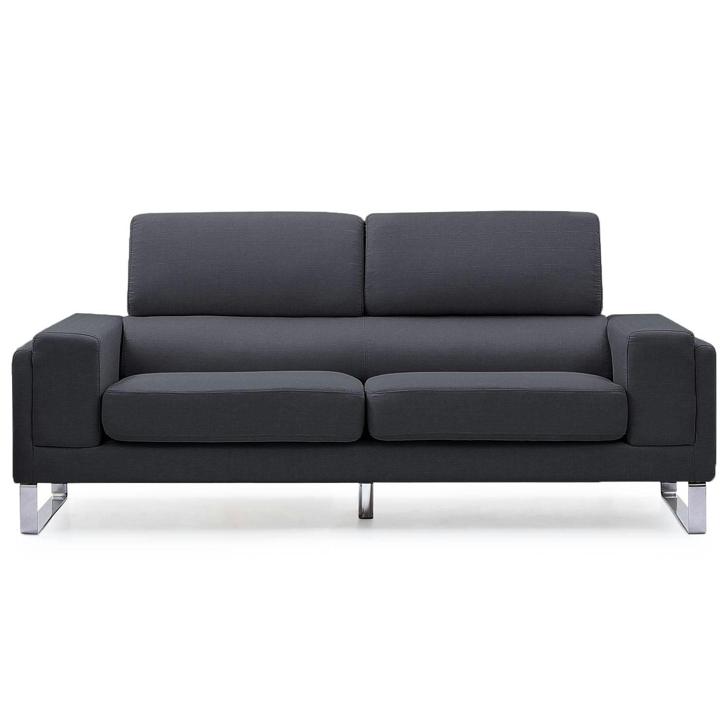 BARTH - Canapé 3 places tissu noir