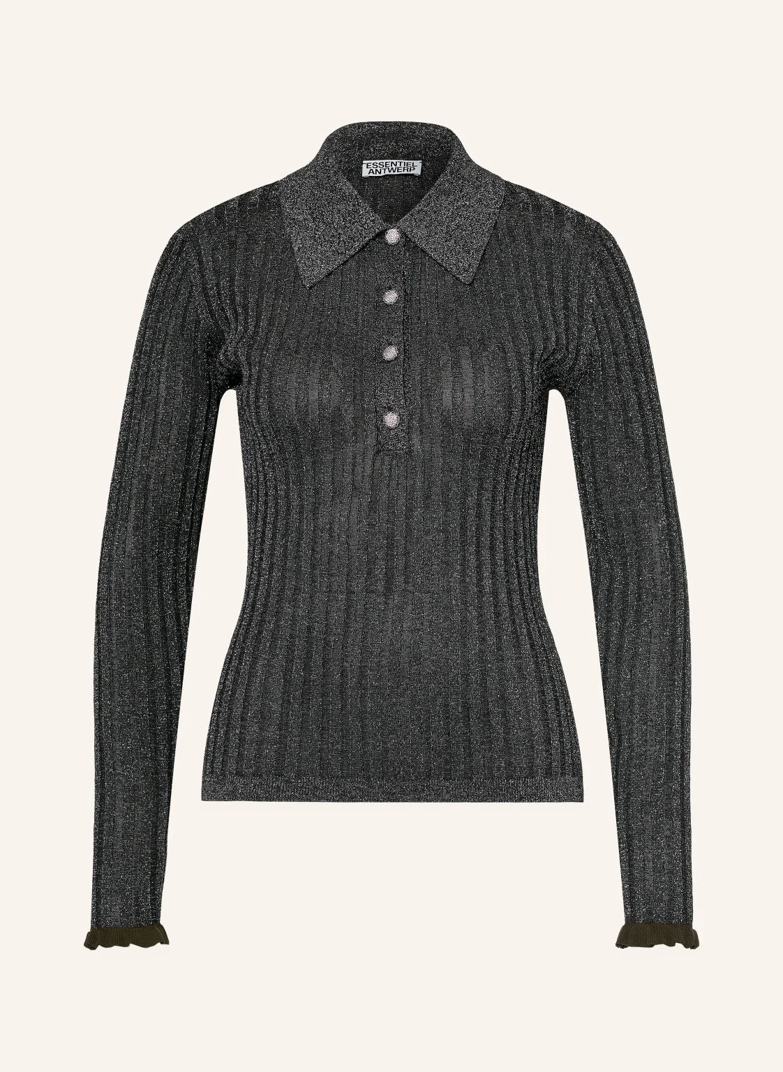 ESSENTIEL ANTWERP Strick-Poloshirt KARAN mit Gitzergarn