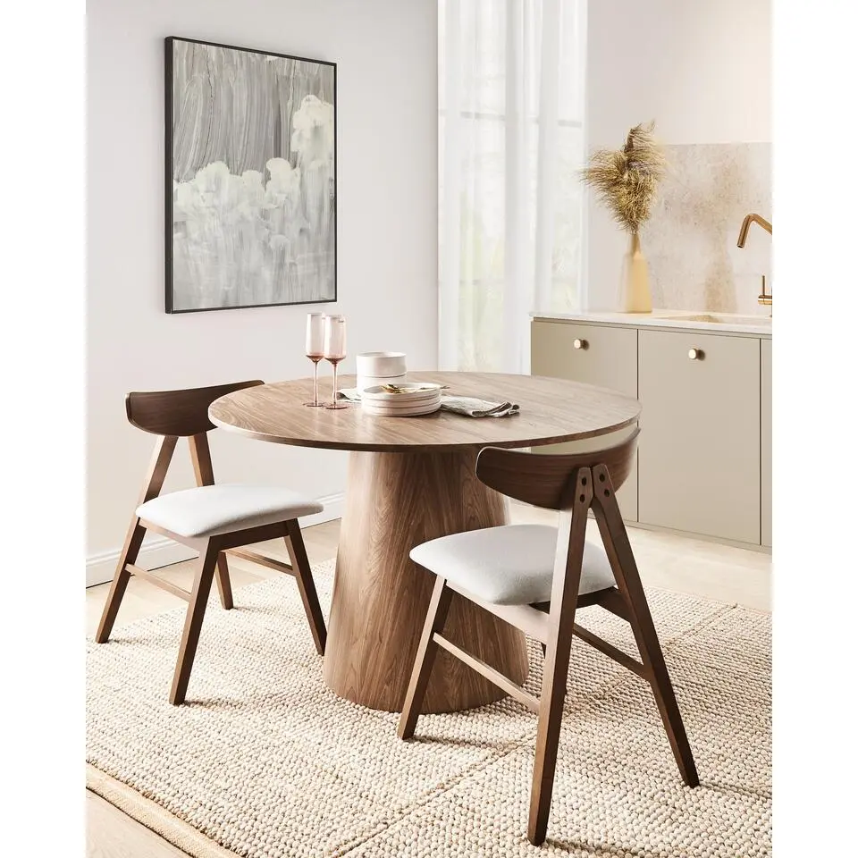 LACOTA - Eetkamerstoelen set 2 - Donkerbruin/Lichtgrijs - Rubberhout