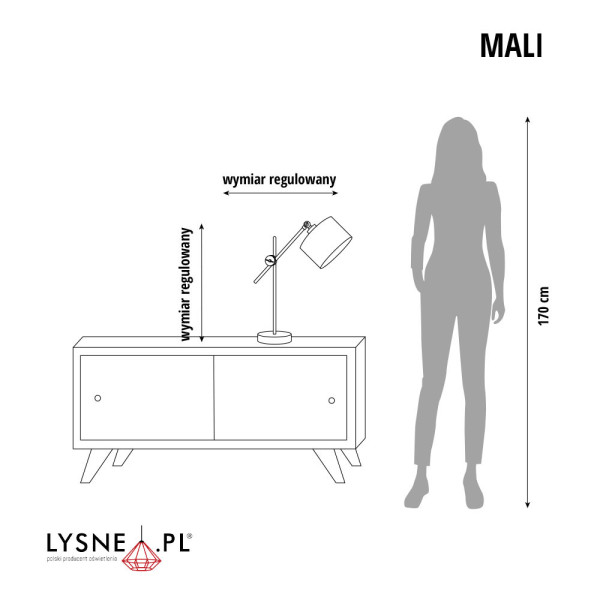 Regulowana lampka stołowa dziecięca MALI – Srebrny/ Jasny Różowy
