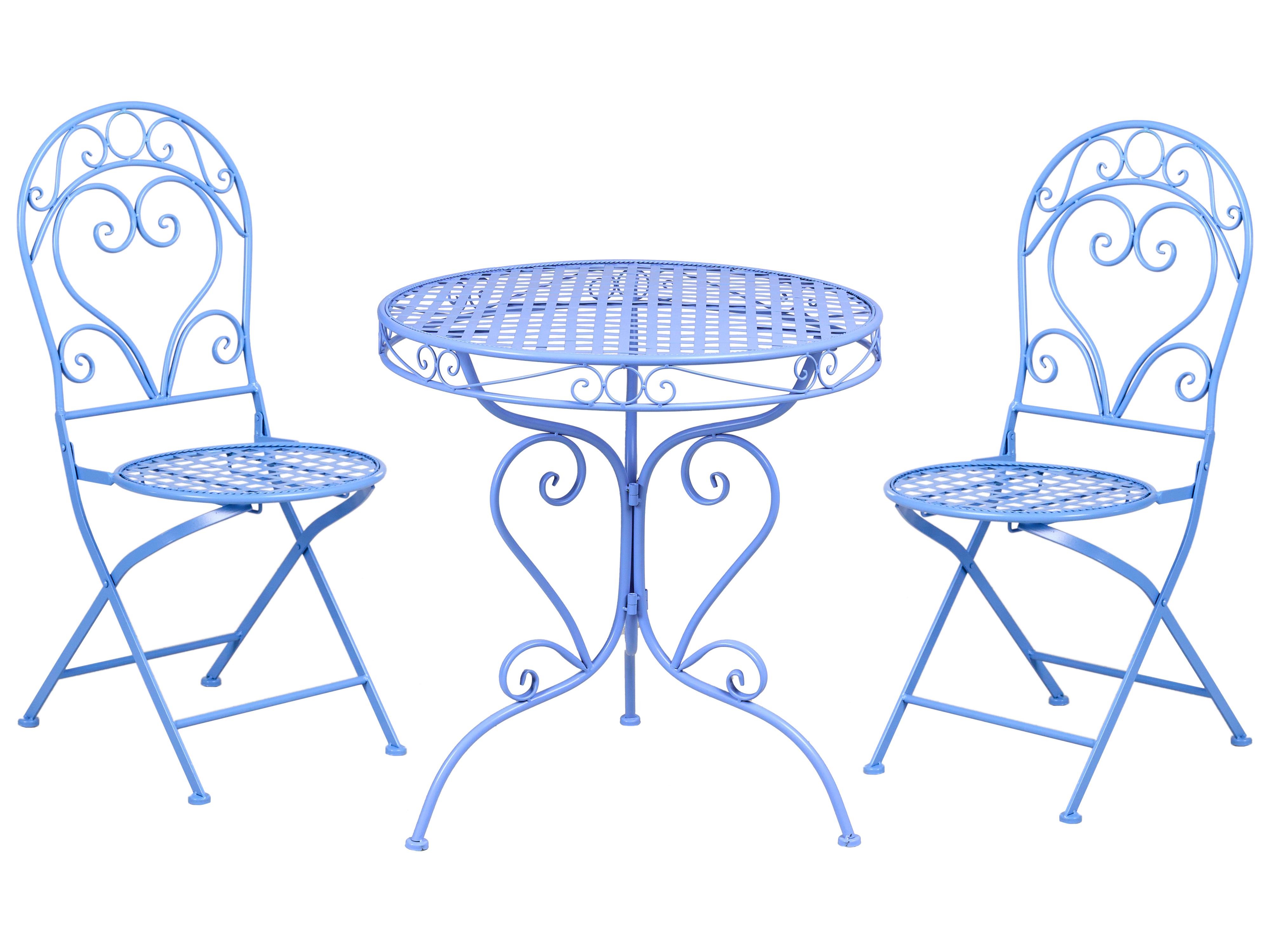 Bistro Set ALBINIA Metal Blue