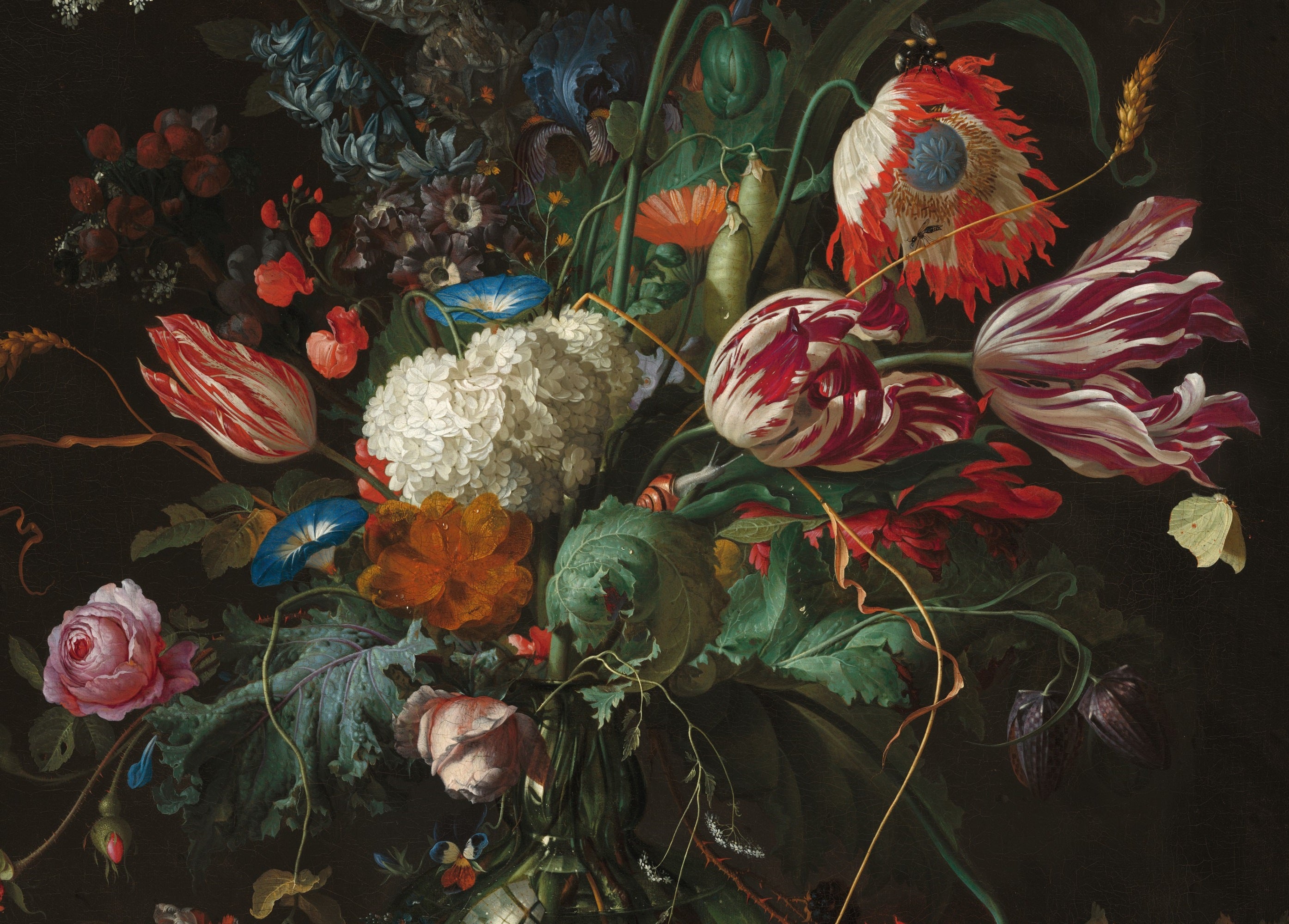 Art for the Home Canvas - Bloemen in een Glazen Vaas - 70x100 cm