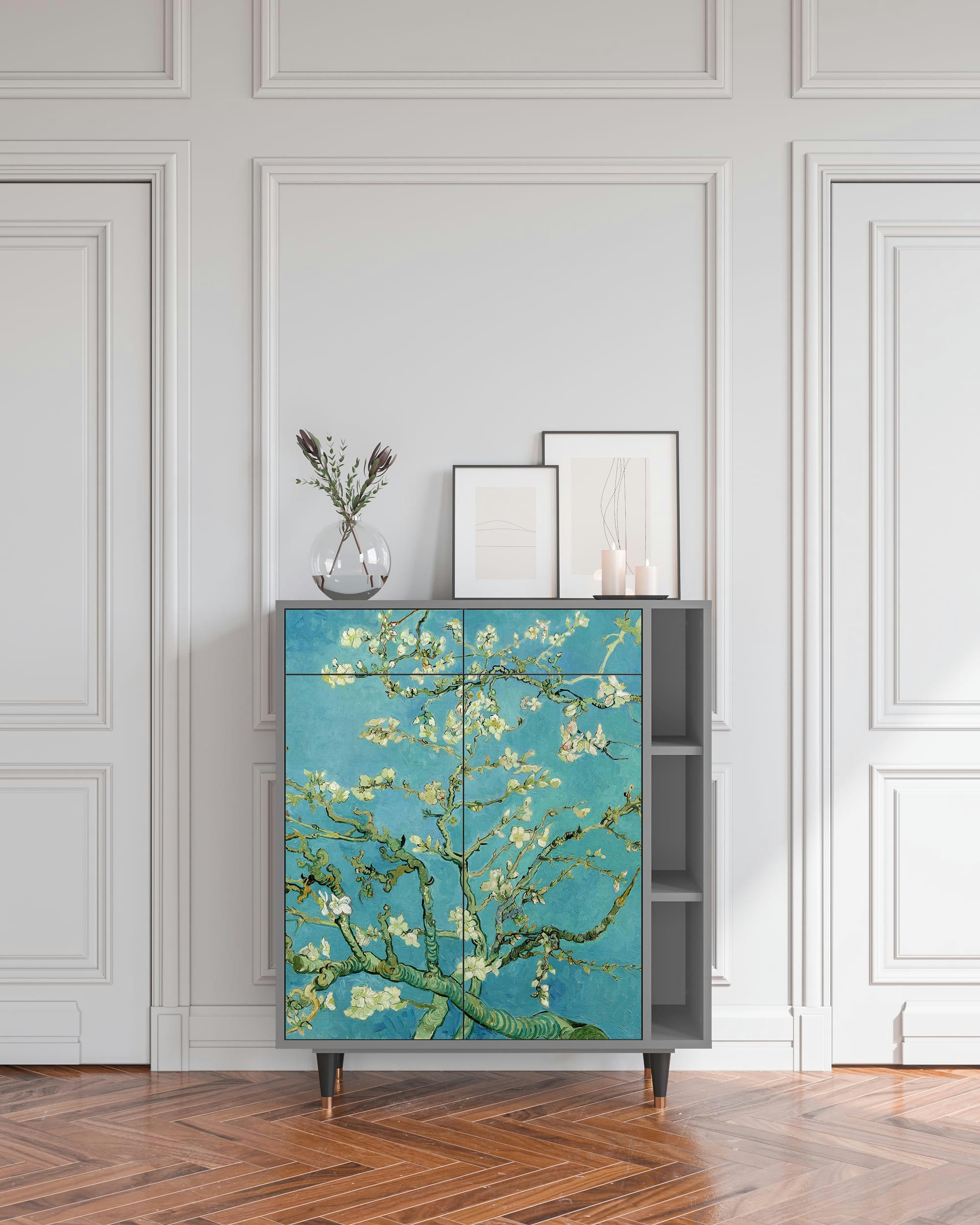 ALMOND BLOSSOM BY VAN GOGH - Buffet  bleu 2 tiroirs et 2 portes L 94 cm