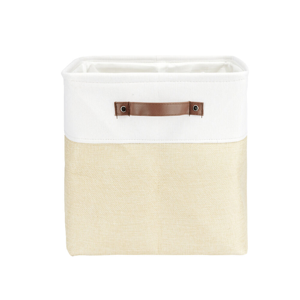 Panière de rangement Box Cube tissu 31x31xH29cm (2 modèles beige ou gris)