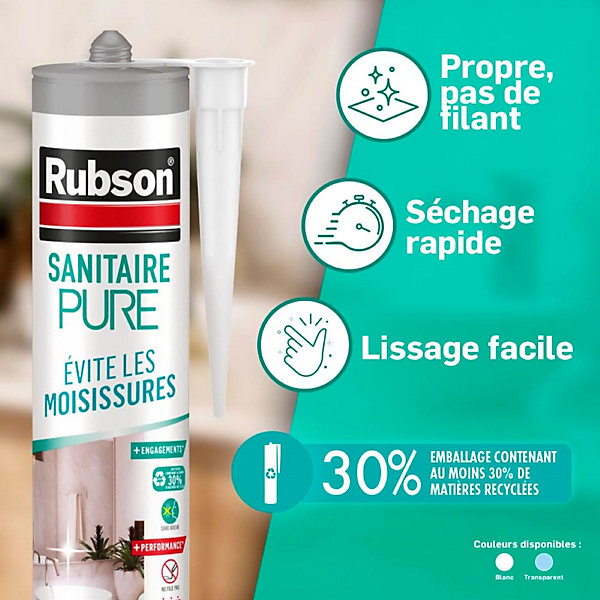 Mastic Rubson Pure Sanitaire transparent cartouche 280ml