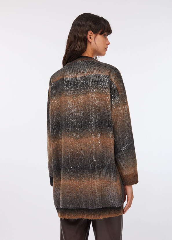 Cardigan lungo con paillettes
